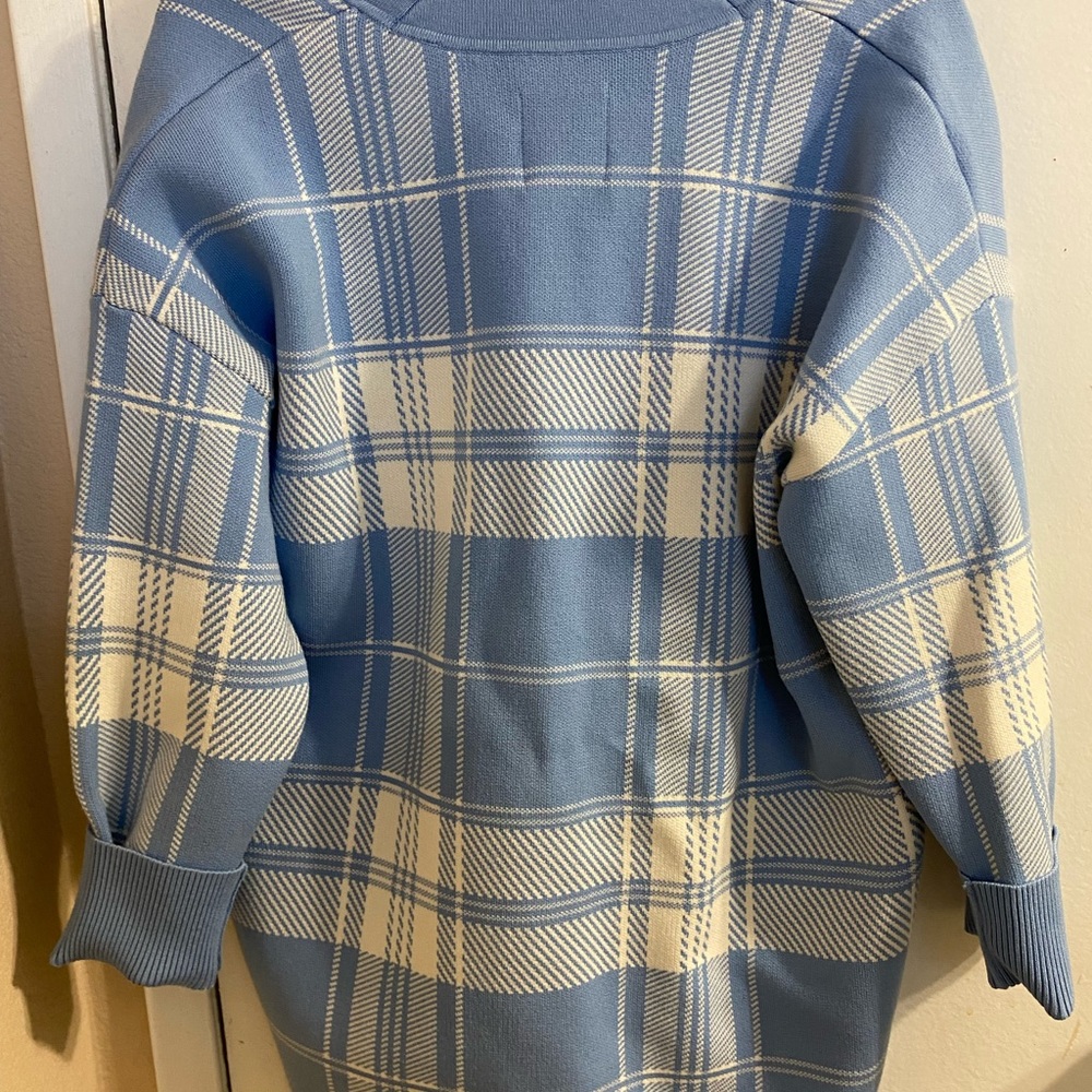 Sandro Blue and White Plaid Cardigan - Picture 2 of 6